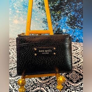 Kate Spade Black Croc-Embossed Leather Card Wallet